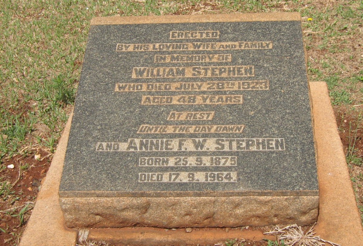 STEPHEN William -1923 &amp; Annie F.W. 1875-1964