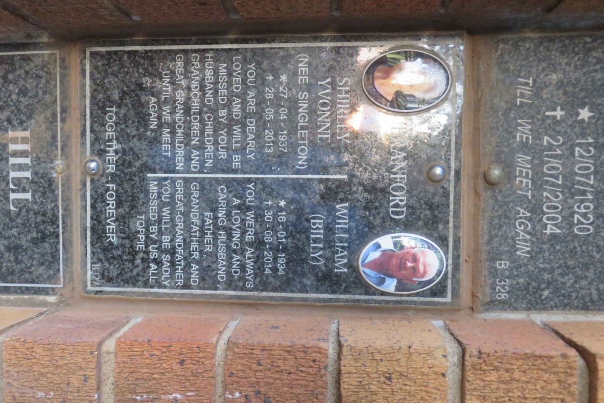 STANFORD William 1934-2014 &amp; Shirley Yvonne SINGLETON 1937-2013