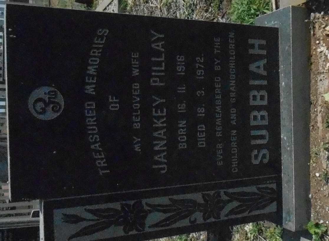SUBBIAH Janakey Pillay 1916-1972