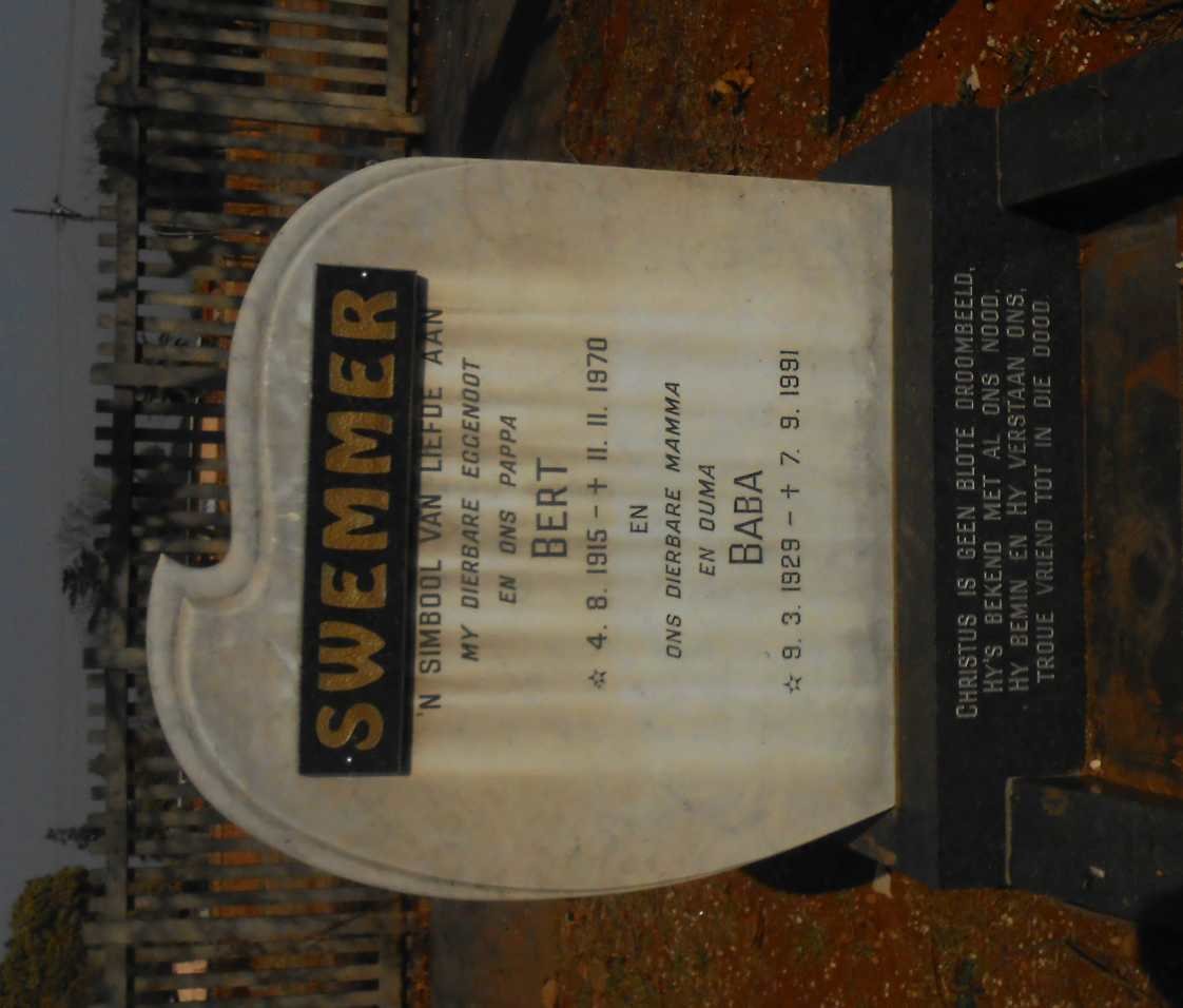SWEMMER Bert 1915-1970 &amp; Baba 1929-1991
