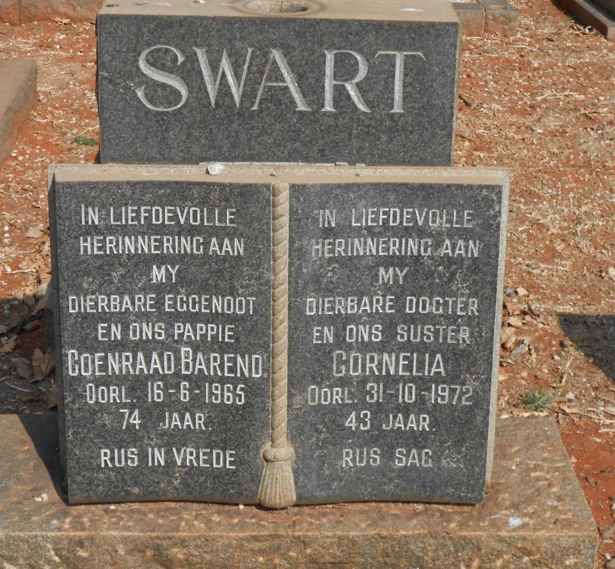 SWART Coenraad Barend -1965 :: SWART Cornelia -1972