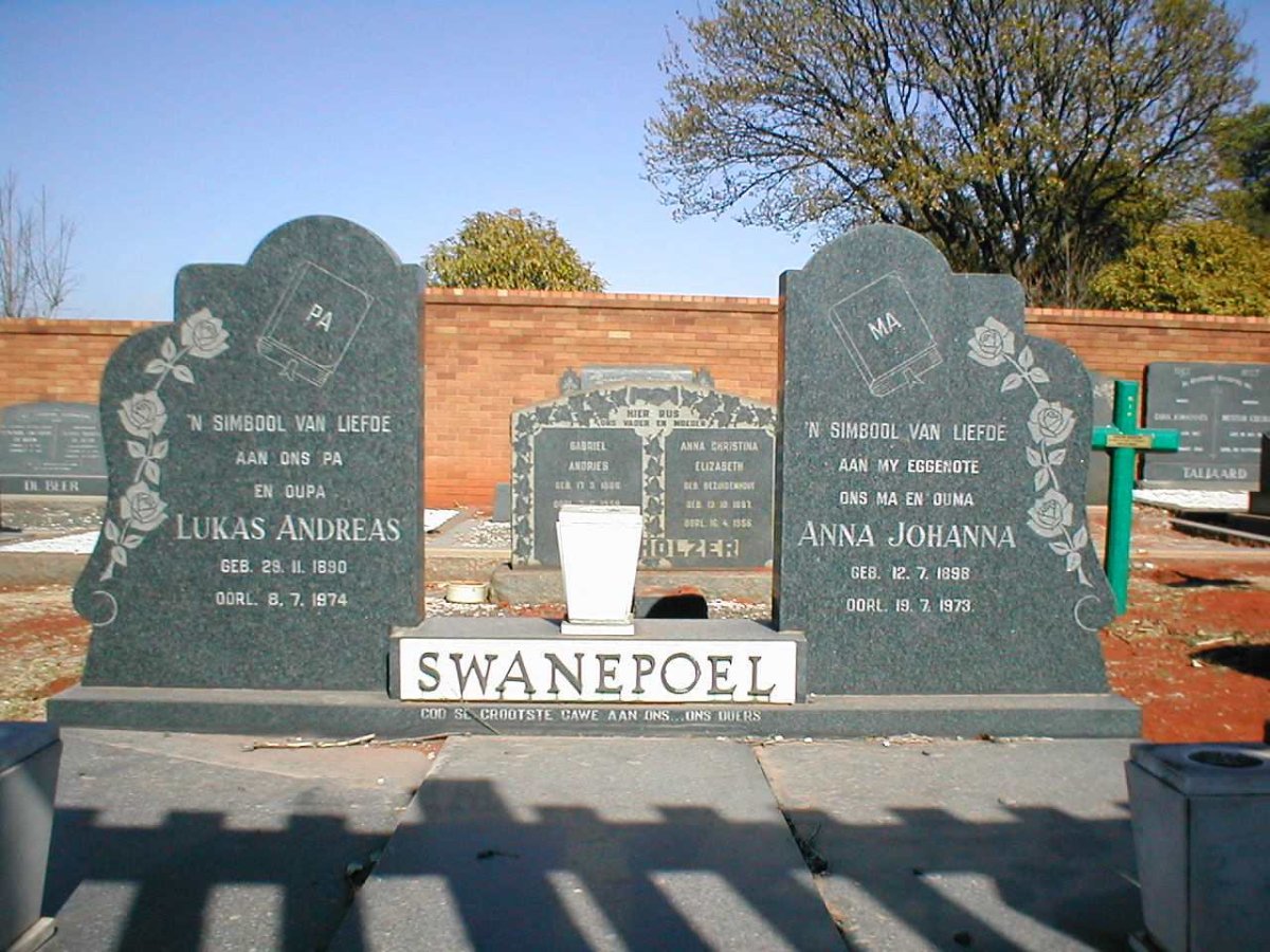 SWANEPOEL Lukus Andreas 1890-1974 &amp; Anna Johanna 1898-1973