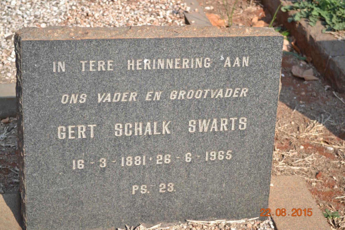 SWARTS Gert Schalk 1881-1965