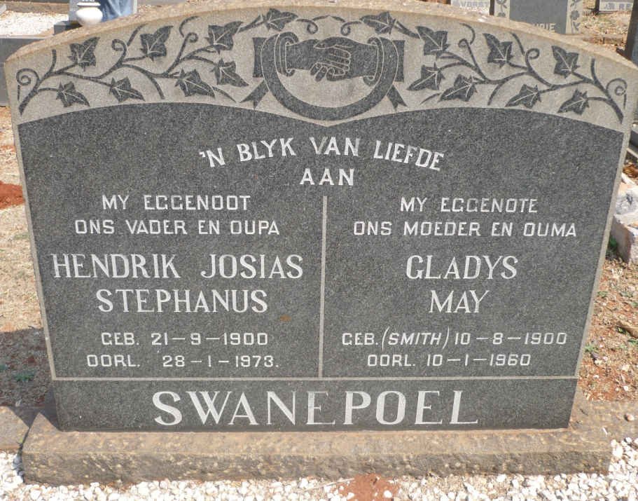 SWANEPOEL Hendrik Josias Stephanus 1900-1973 &amp; Gladys May SMITH 1900-1960