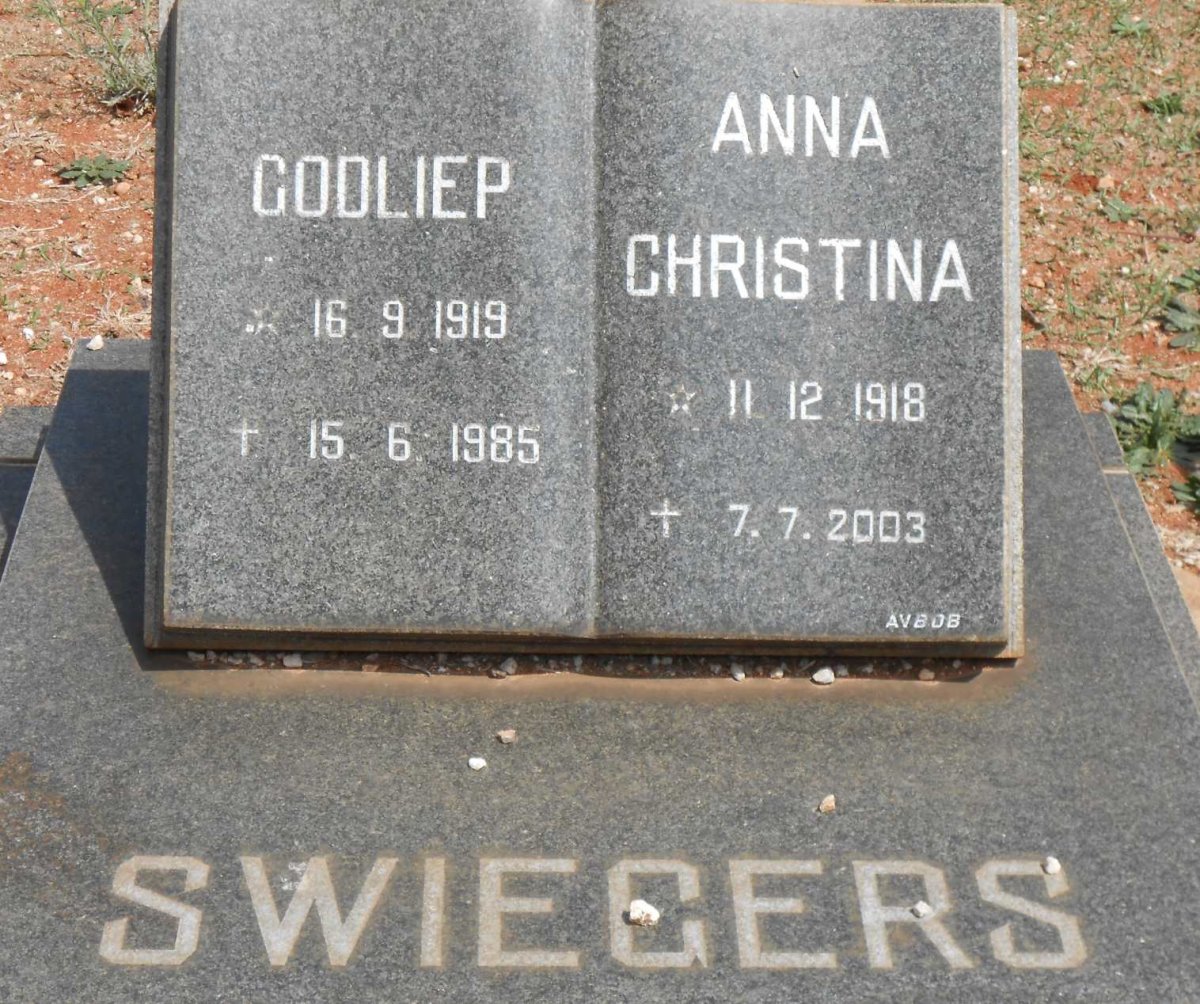SWIEGERS Godliep 1919-1985 &amp; Anna Christina 1918-2003