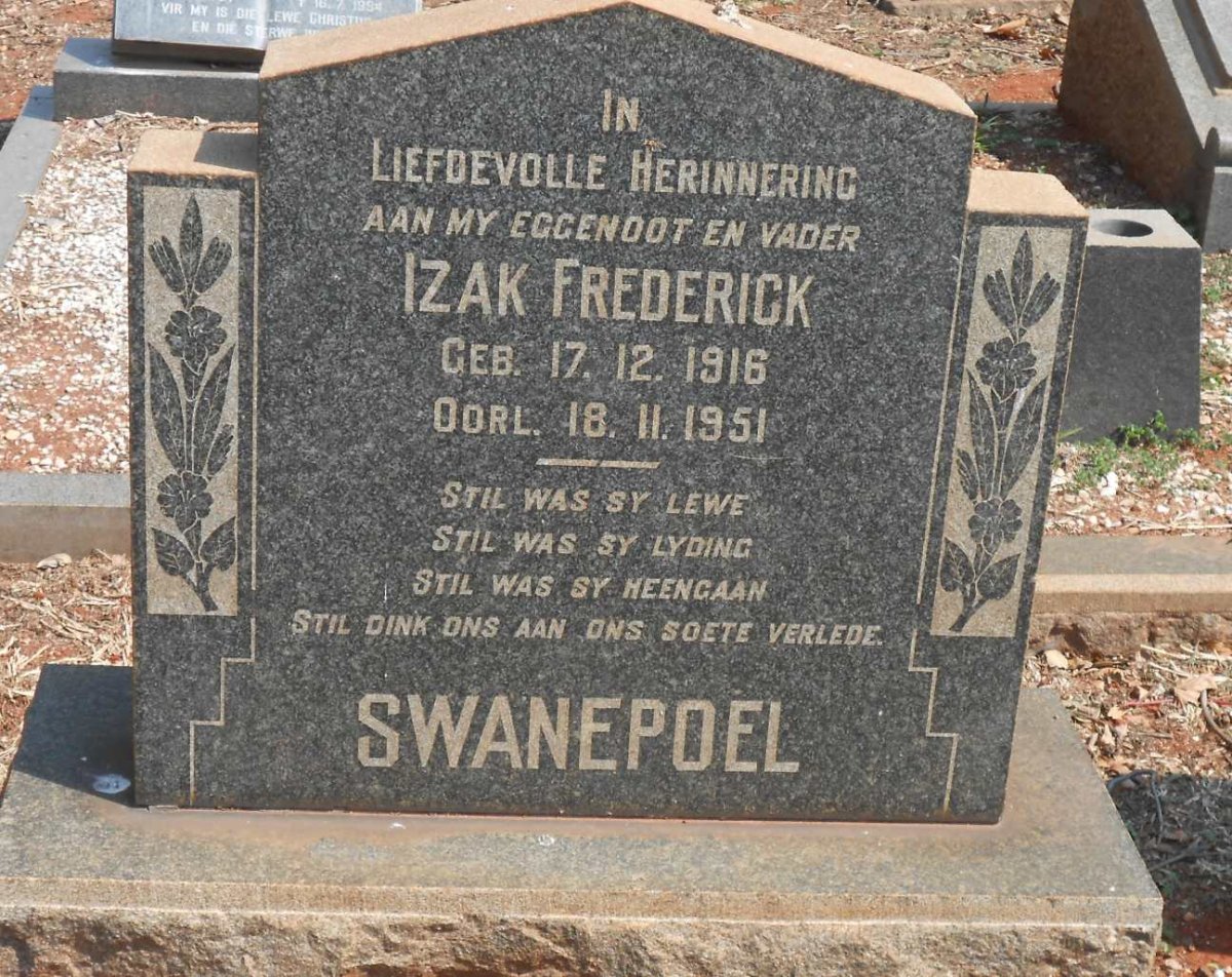 SWANEPOEL Izak Frederick 1916-1951