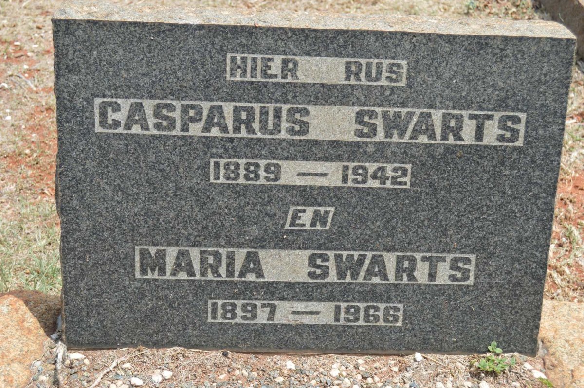 SWARTS Casparus 1889-1942 &amp; Maria 1897-1966