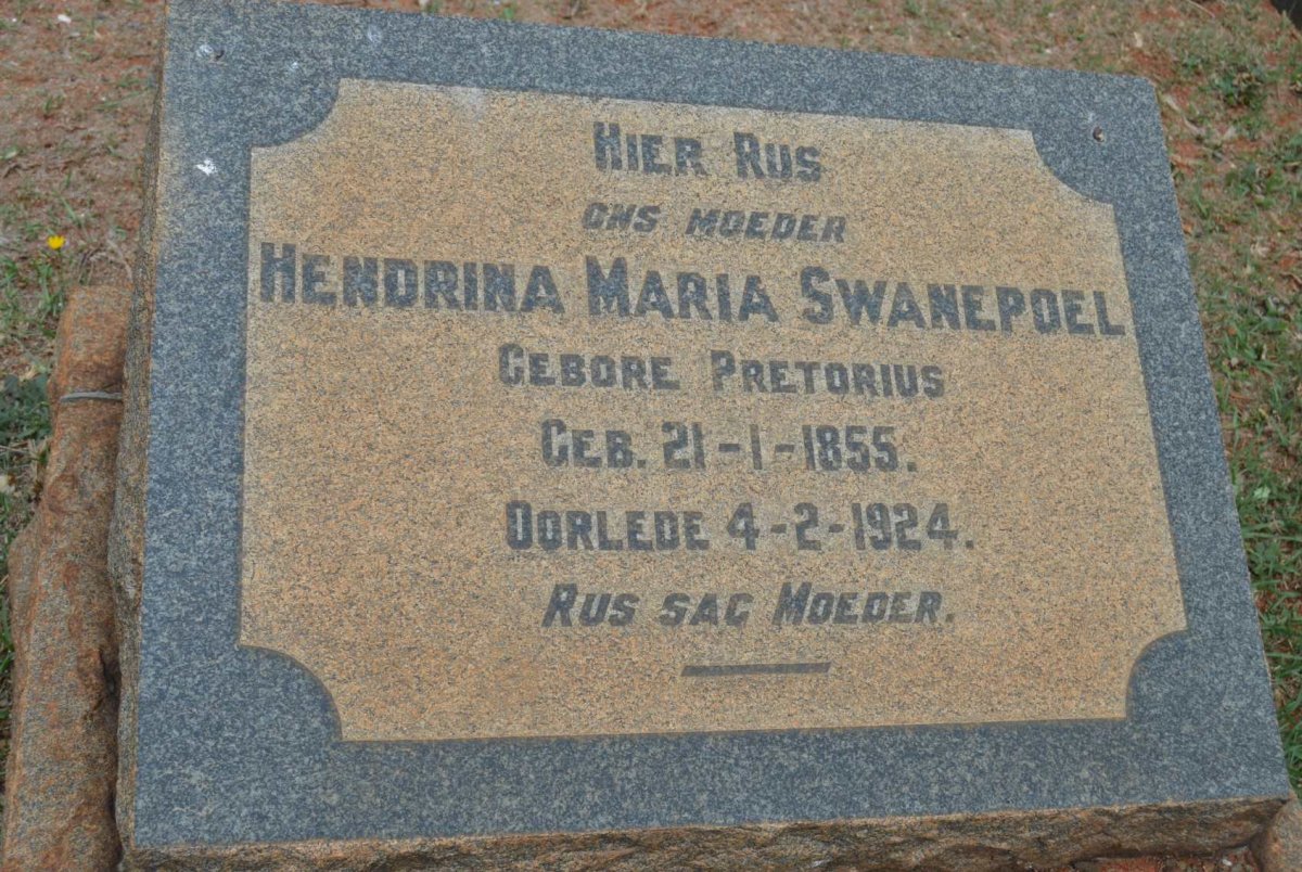 SWANEPOEL Hendrina Maria nee PRETORIUS 1855-1924
