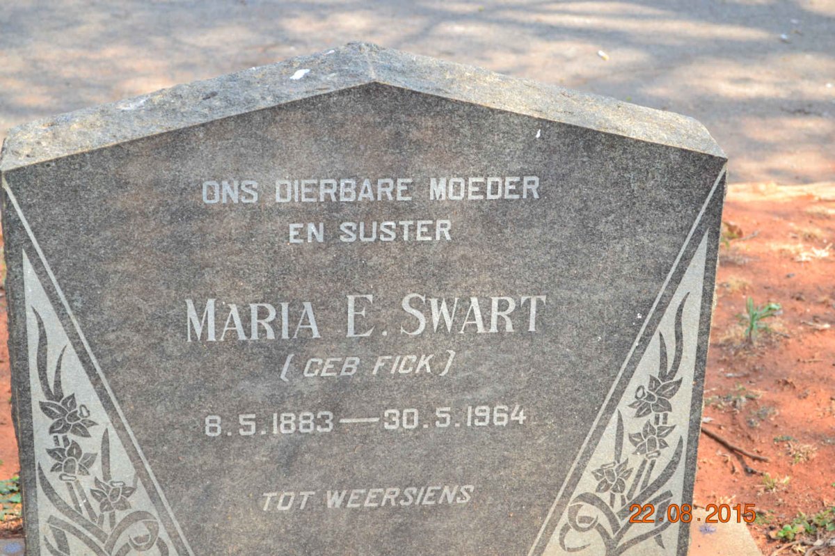 SWART Maria E. nee FICK 1883-1964