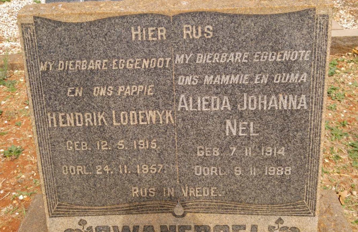 SWANEPOEL Hendrik Lodewyk 1915-1957 &amp; Alieda Johanna NEL 1914-1988