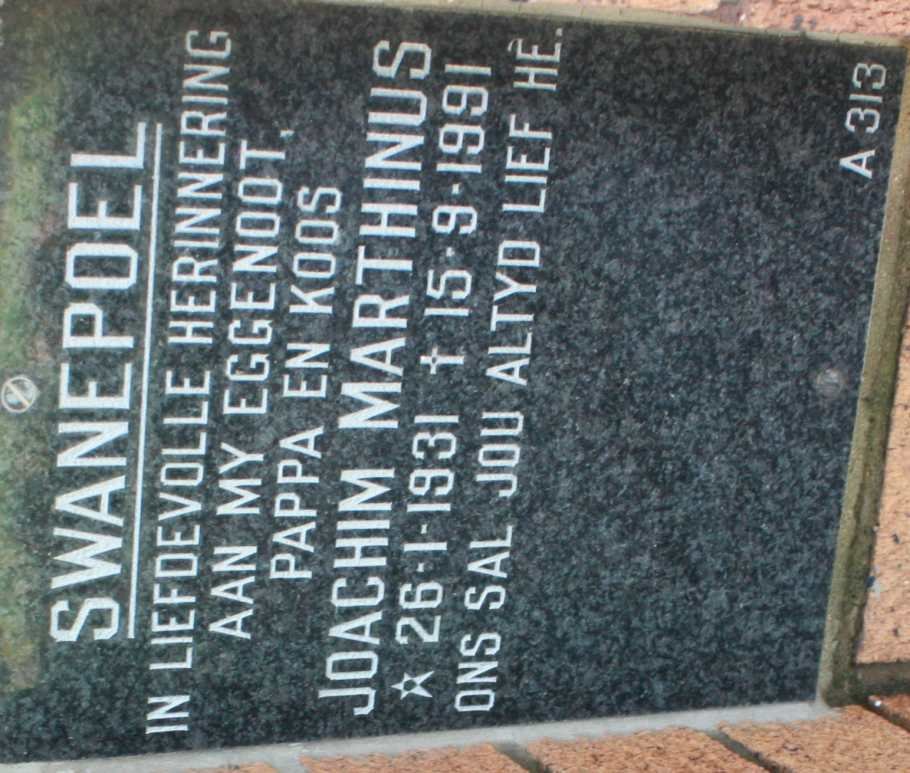 SWANEPOEL Joachim Marthinus 1931-1991