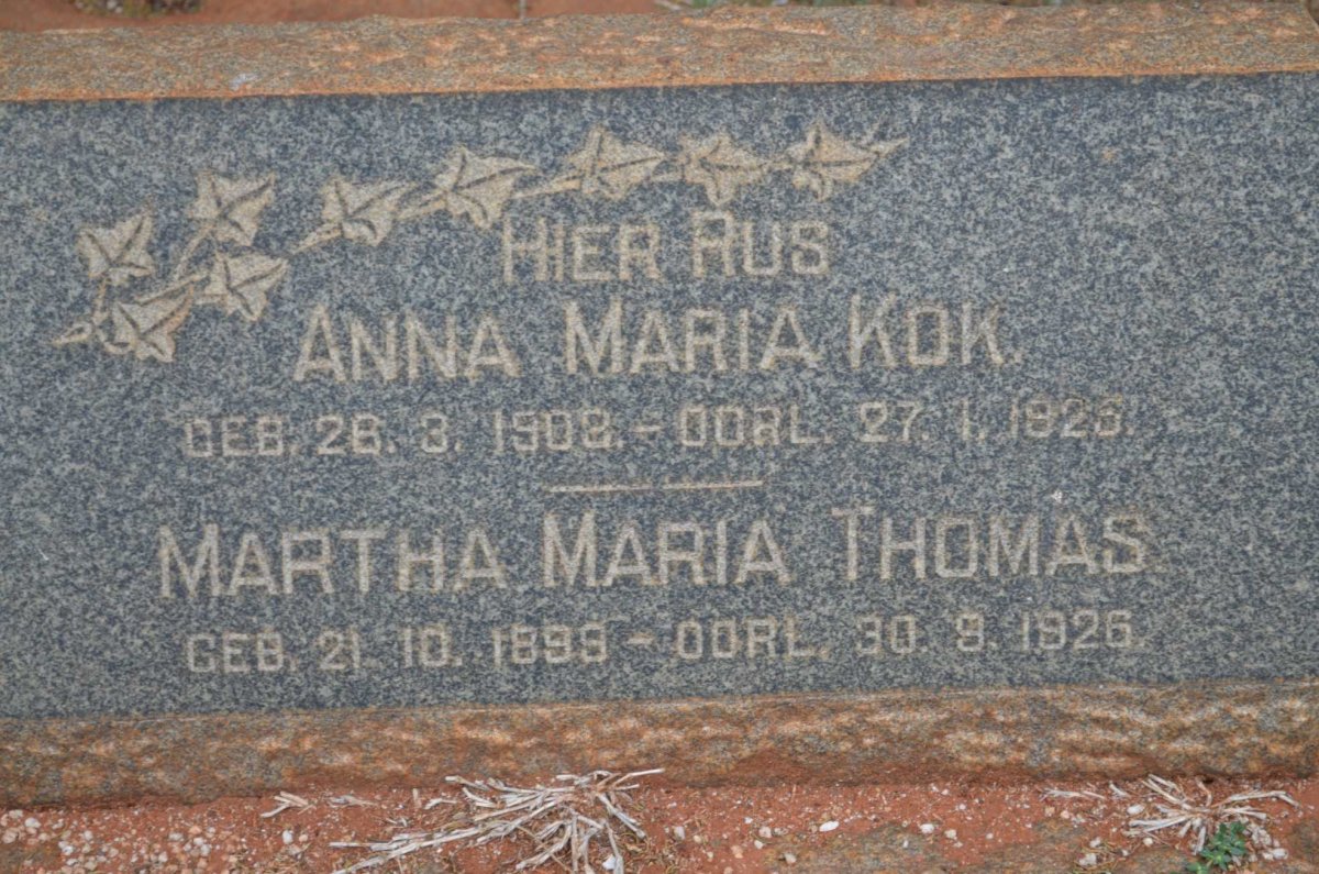THOMAS Martha Maria 1899-1926 :: KOK Anna Maria 1903-1925