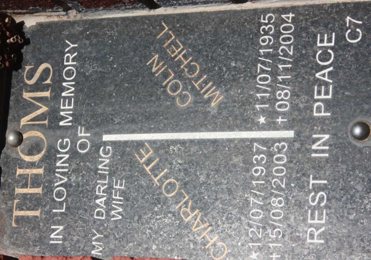 THOMS Colin Mitchel 1935-2004 &amp; Charlotte 1937-2003