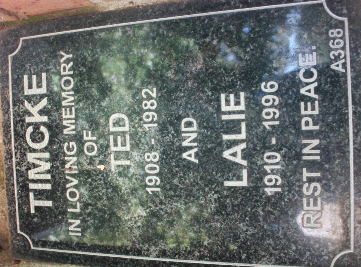 TIMCKE Ted 1908-1982 &amp; Lalie 1910-1996