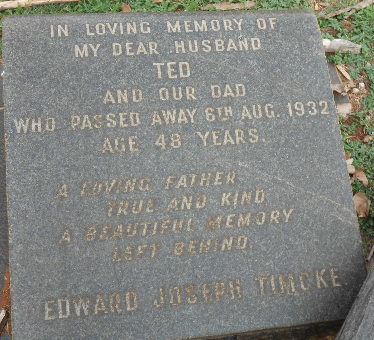 TIMCKE Edward Joseph -1932