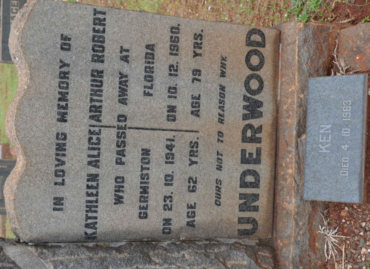 UNDERWOOD Arthur Robert -1960 &amp; Katleen Alice -1941 :: UNDERWOOD Ken -1963