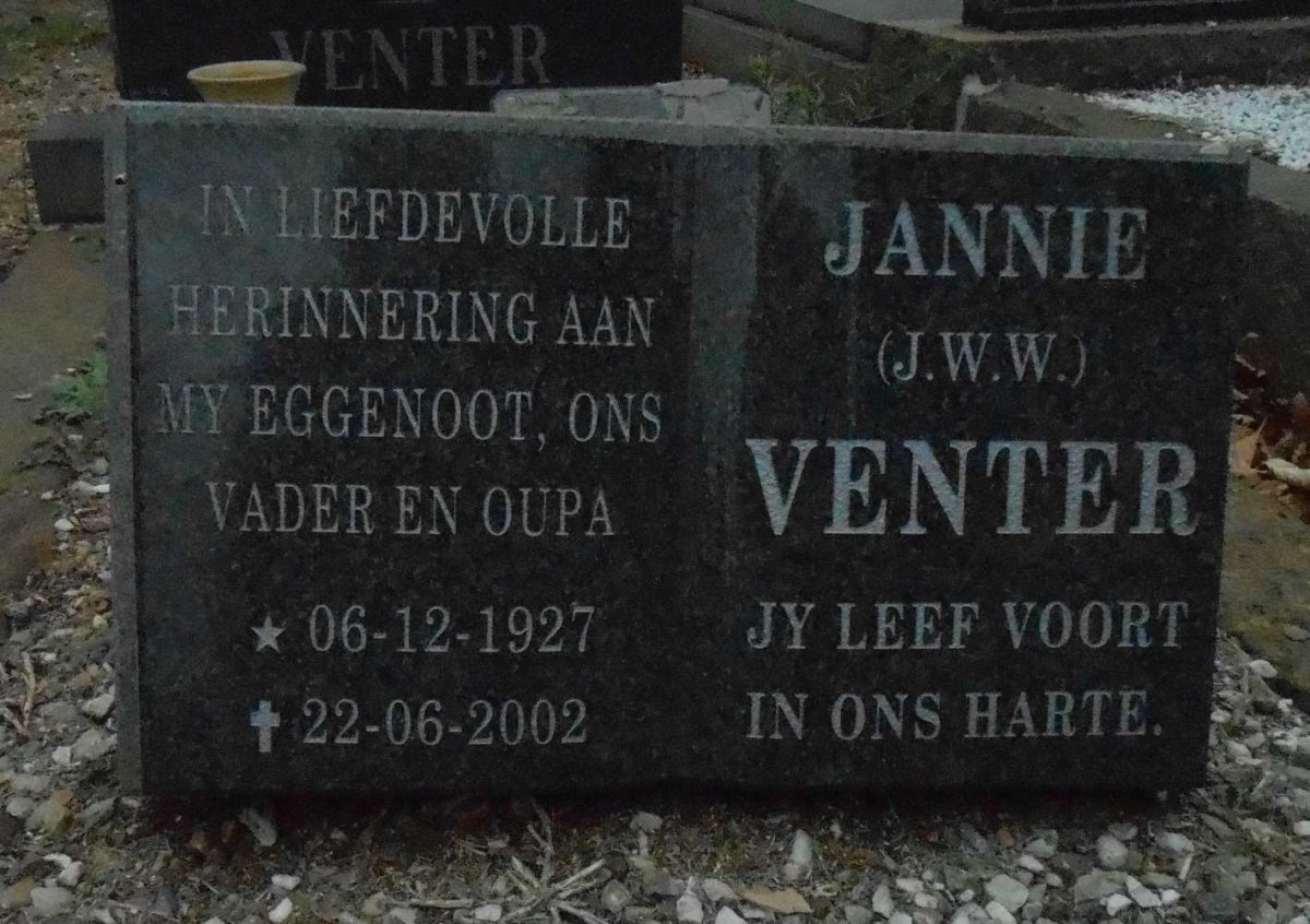 VENTER J.W.W. 1927-2002