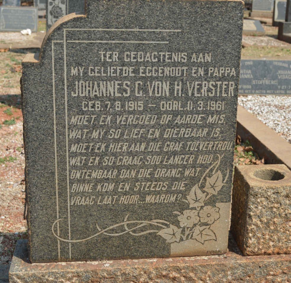 VERSTER Johannes G. Von H. 1915-1961