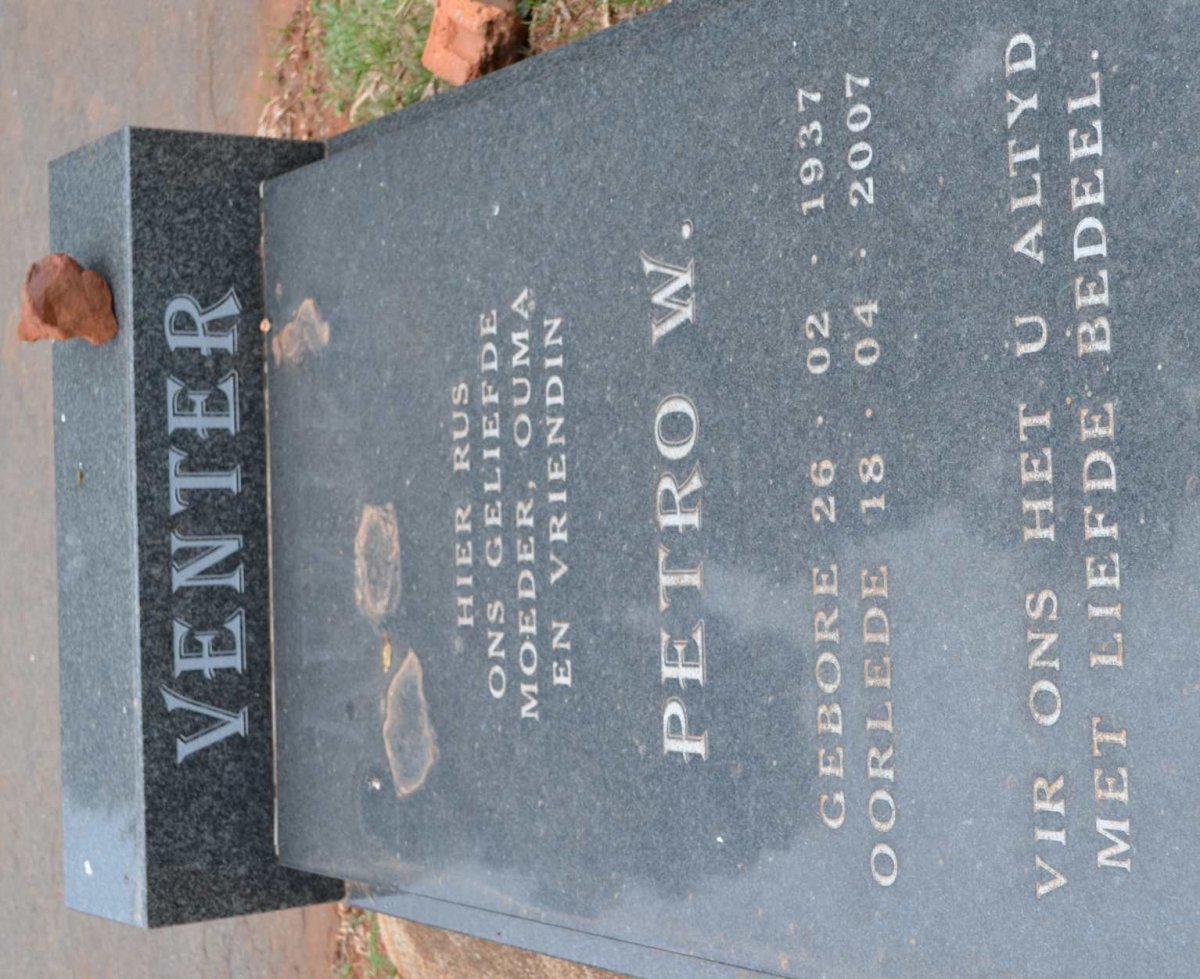 VENTER Petro W. 1937-2007