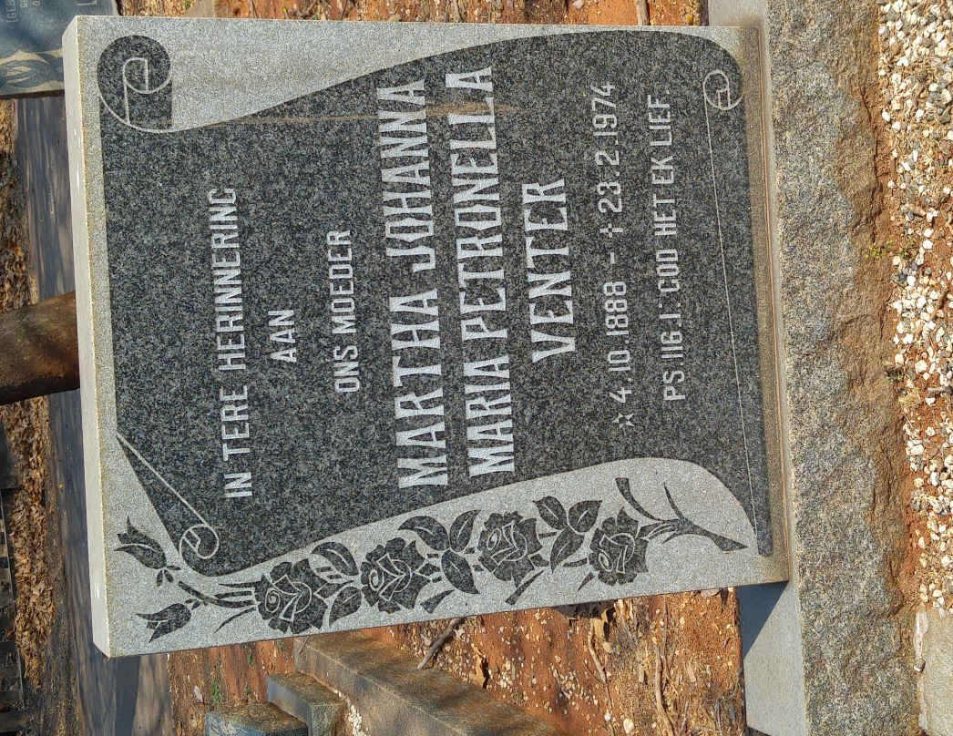 VENTER Martha Johanna Maria Petronella 1888-1974