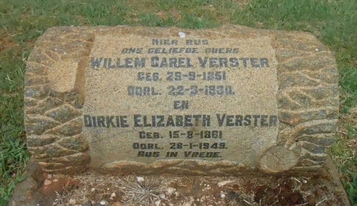 VERSTER Willem Carel 1851-1930 &amp; Dirkie Elizabeth 1861-1949