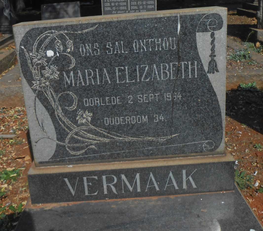 VERMAAK Maria Elizabeth -1964