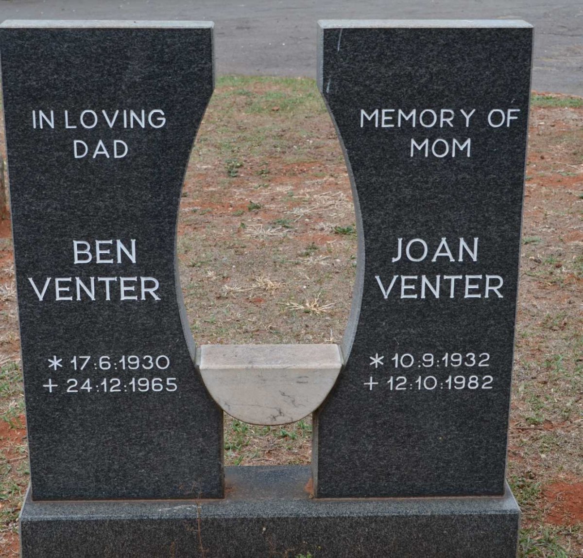 VENTER Ben 1930-1965 &amp; Joan 1932-1982