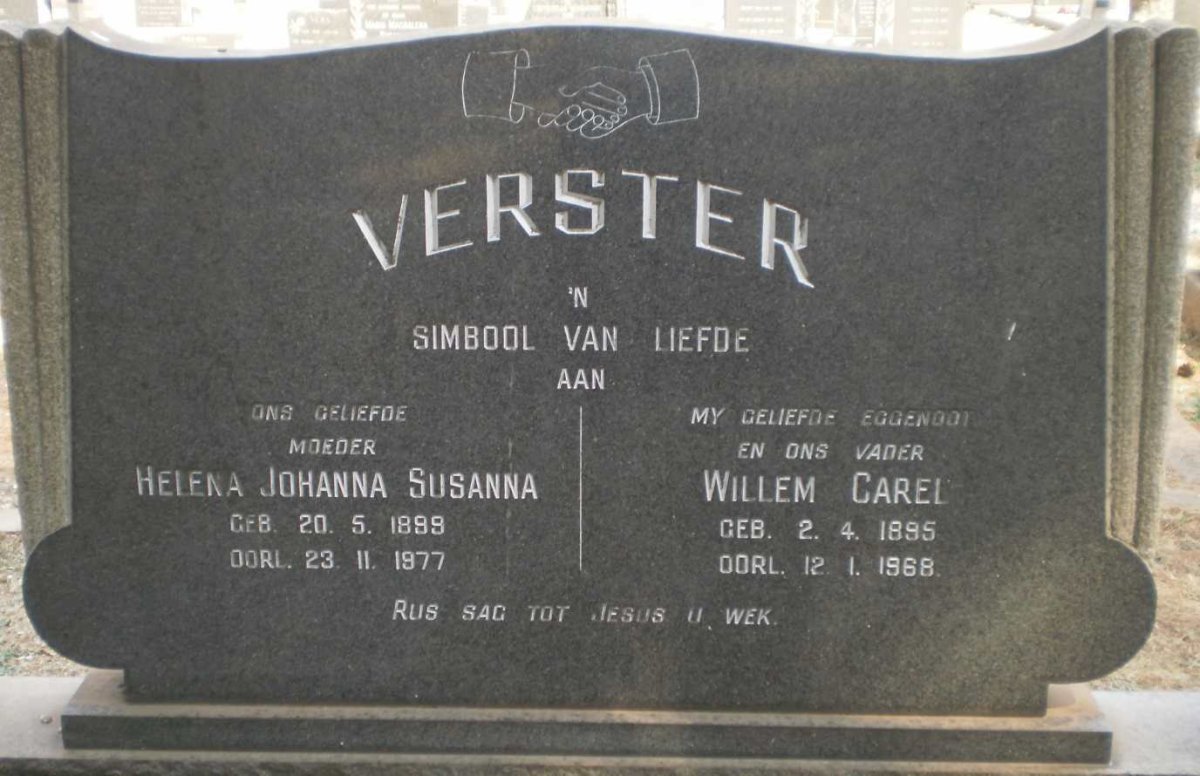 VERSTER Willem Carel 1895-1968 &amp; Helena Johanna Susanna 1899-1977
