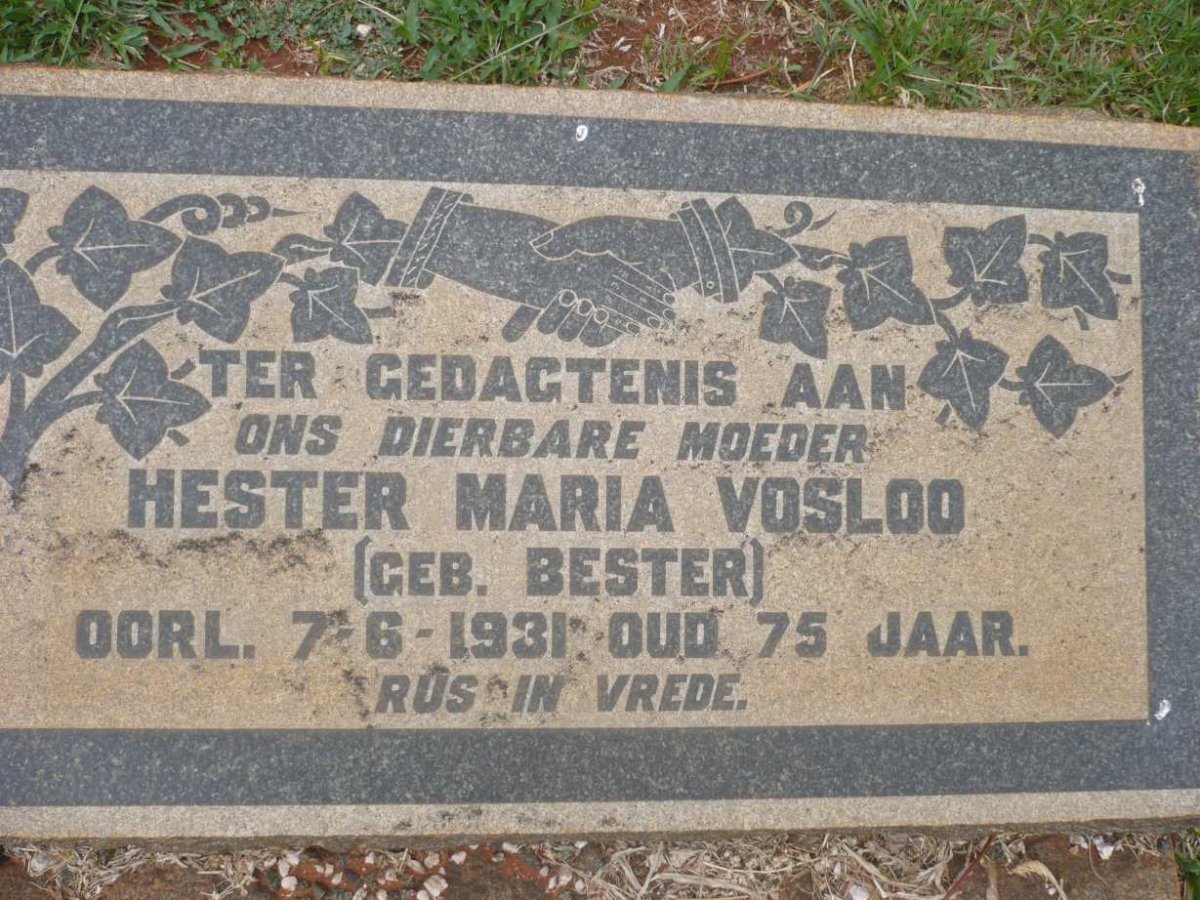 VOSLOO Hester Maria nee BESTER -1931
