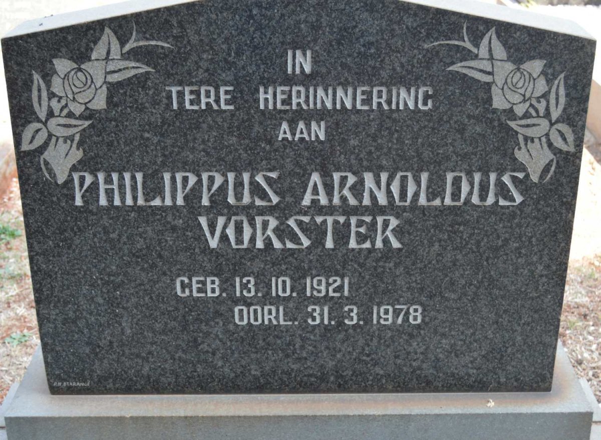VORSTER Philippus Arnoldus 1921-1978