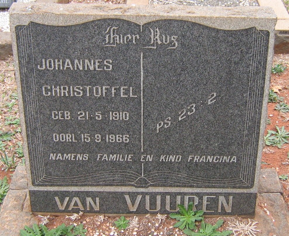 VUUREN Johannes Christoffel, van 1910-1966