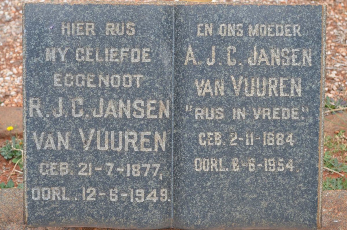 VUUREN R.J.C., Jansen van 1877-1949 &amp; A.J.C. 1884-1954