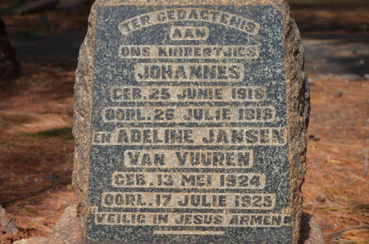VUUREN Johannes, Jansen van 1916-1916 :: JANSEN VAN VUUREN Adeline 1924-1925