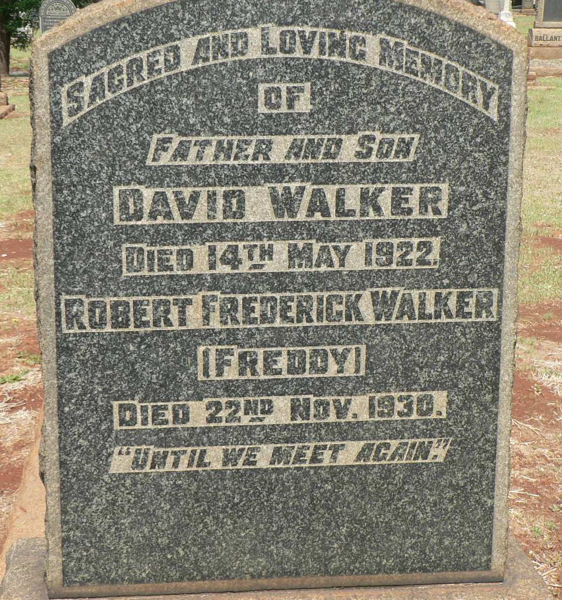 WALKER David -1922 :: WALKER Robert Frederick -1930