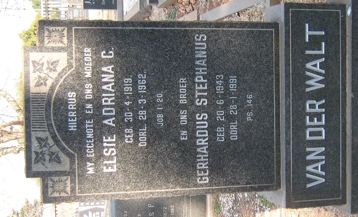 WALT Elsie Adriana C., van der 1919-1962 :: VAN DER WALT Gerhardus Stephanus 1943-1991