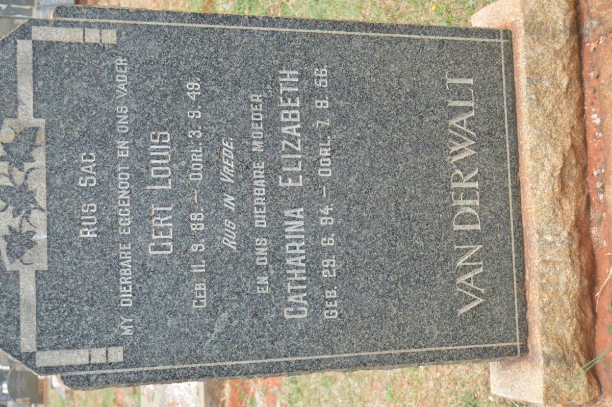 WALT Gert Louis, van der 1888-1949 &amp; Catharina Elizabeth 1894-1956