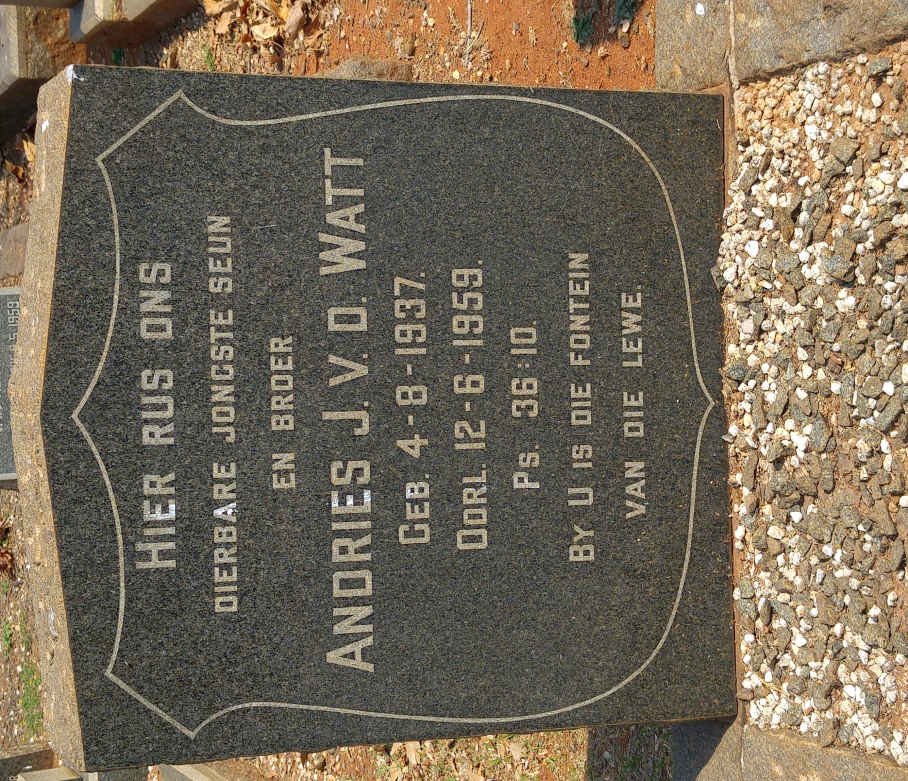 WATT Andries J., v.d. 1937-1959