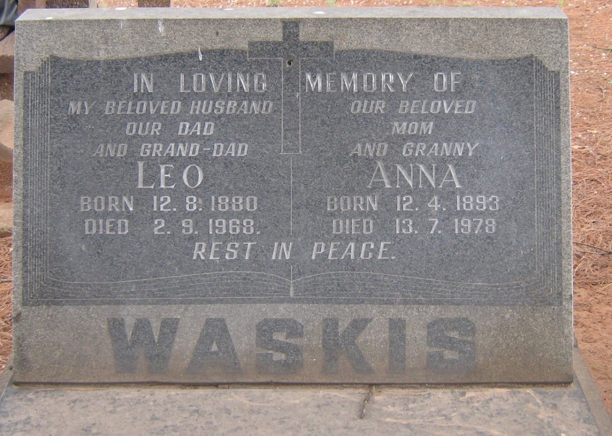 WASKIS Leo 1880-1968 &amp; Anna 1893-1978