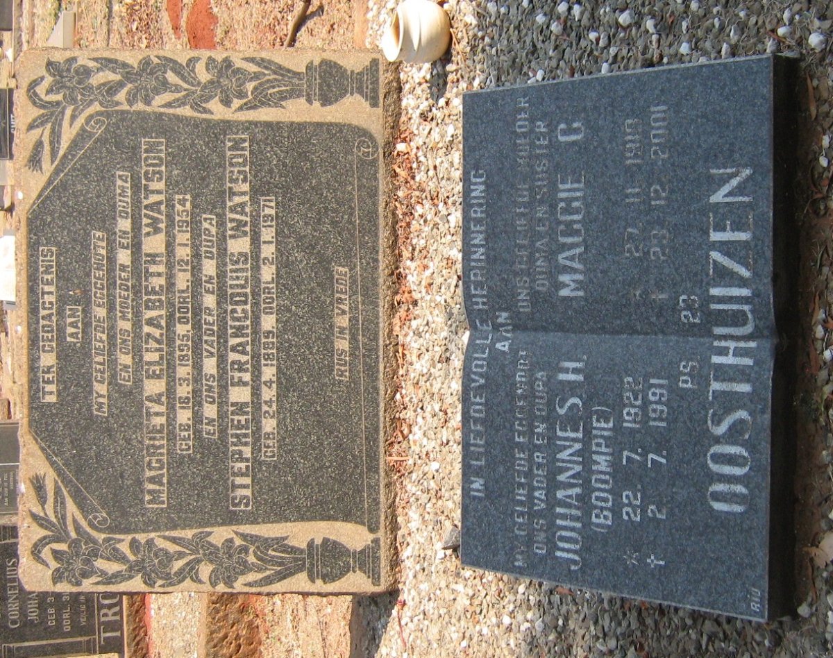 WATSON Stephen Francouis 1889-1971 &amp; Magrieta Elizabeth 1895-1954