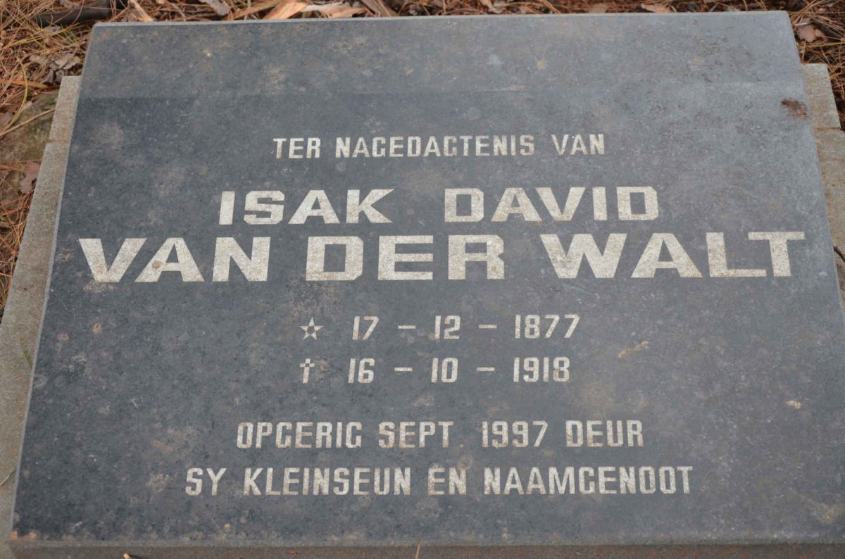WALT Isak David, van der 1877-1918