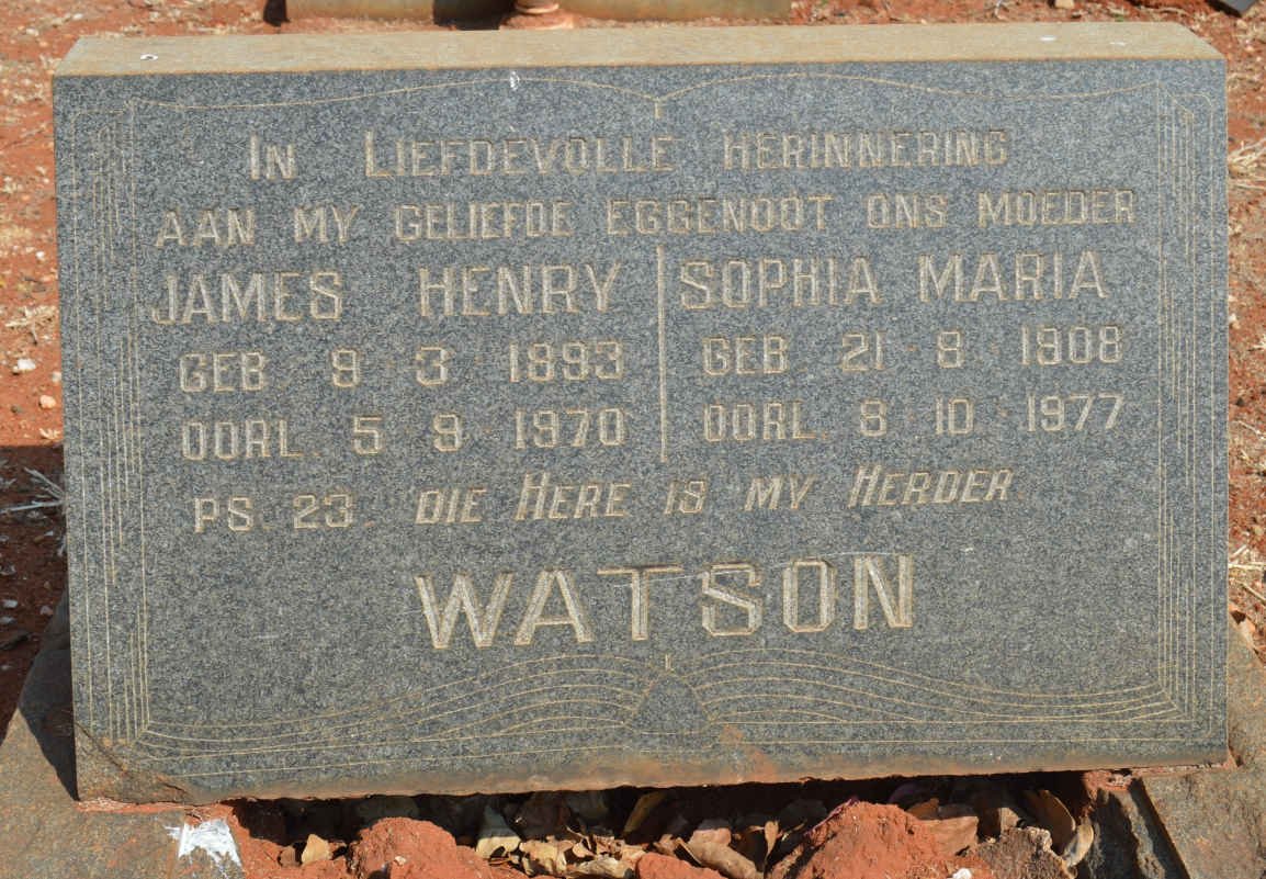 WATSON James Henry 1893-1970 &amp; Sophia Maria 1908-1977