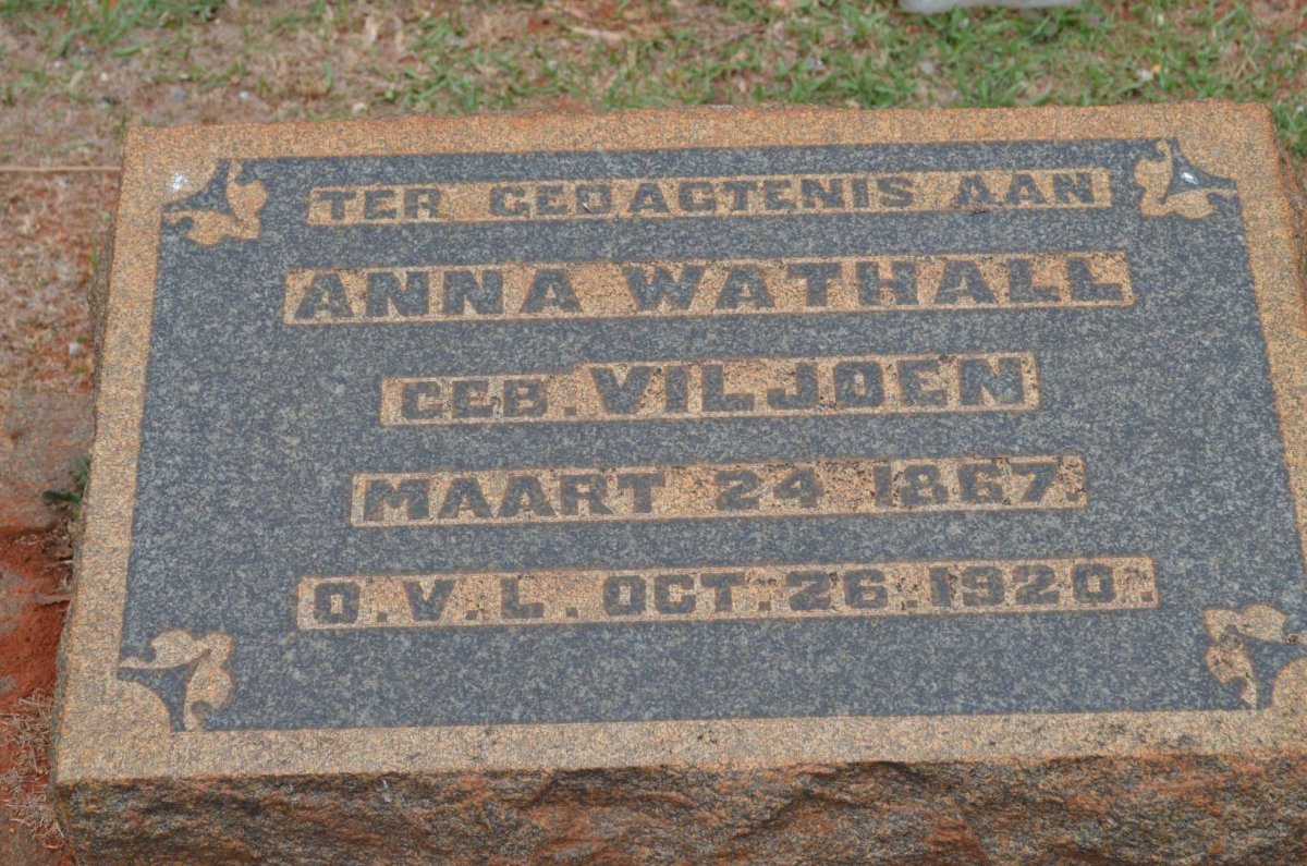 WATHALL Anna nee VILJOEN 1867-1920
