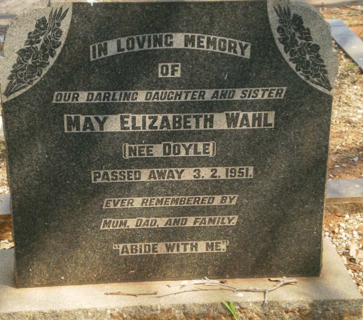 WAHL May Elizabeth nee Doyle -1951