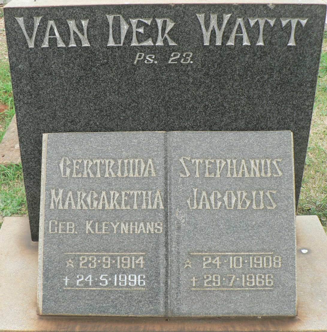 WATT Stephanus Jacobus, van der 1908-1966 &amp; Gertruida Margretha KLEYNHANS 1914-1996