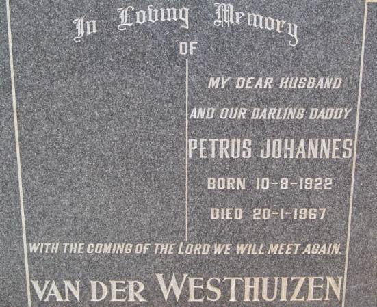 WESTHUIZEN Petrus Johannes, van der 1922-1967