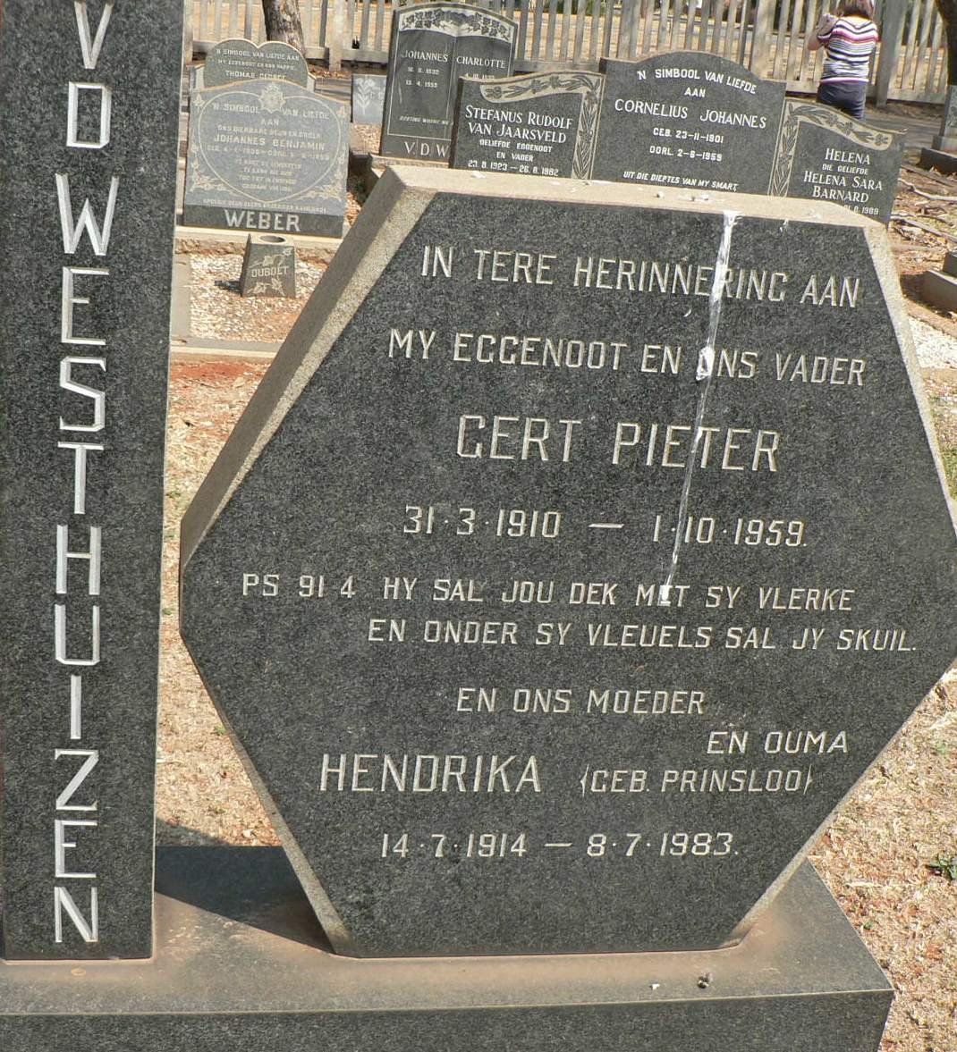 WESTHUIZEN Gert Pieter, v.d. 1910-1959
