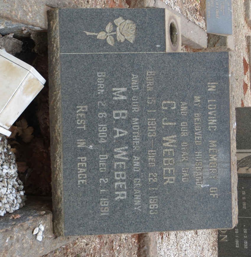 WEBER C.J. 1903-1963 &amp; M.B.A. 1904-1991