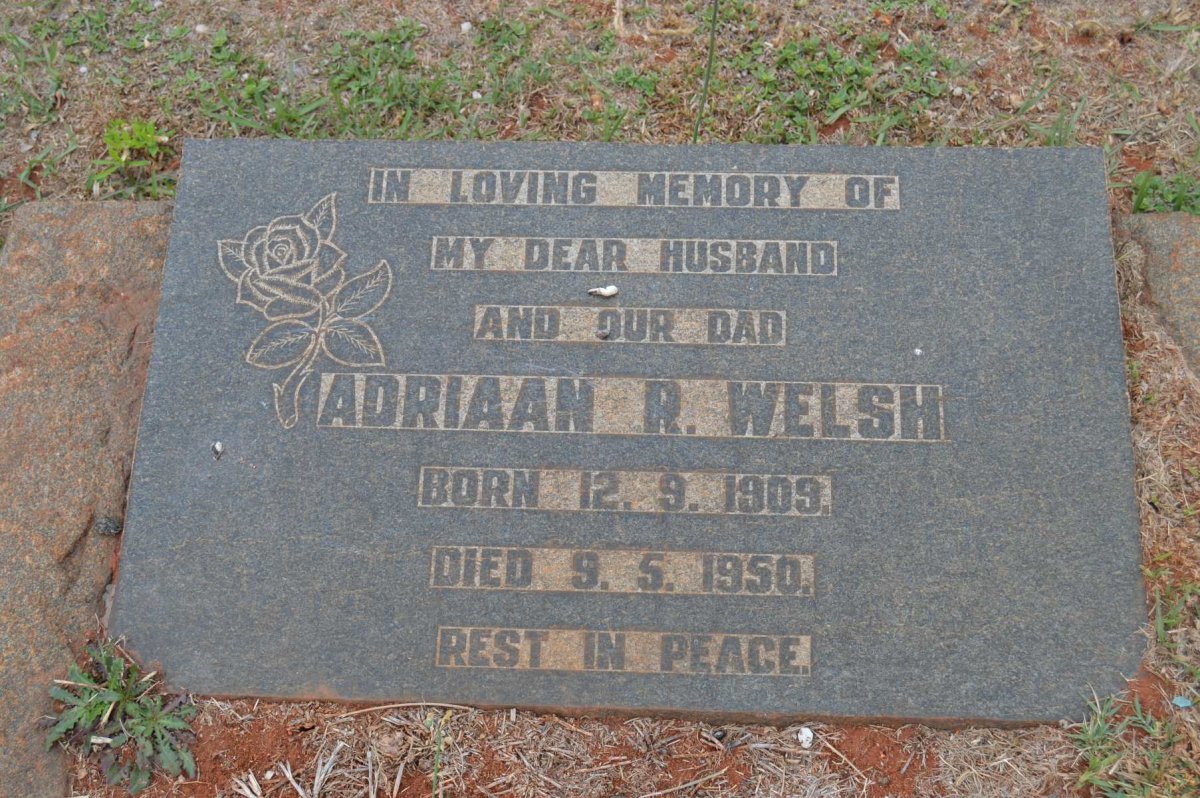 WELSH Adriaan R. 1909-1950