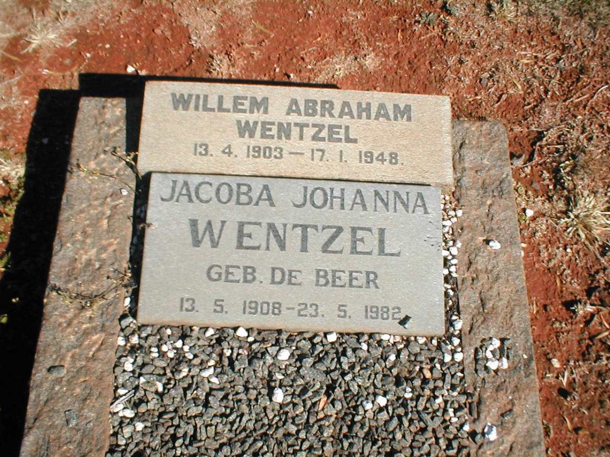 WENTZEL Willem Abraham 1903-1948 &amp; Jacoba Johanna DE BEER 1908-1982