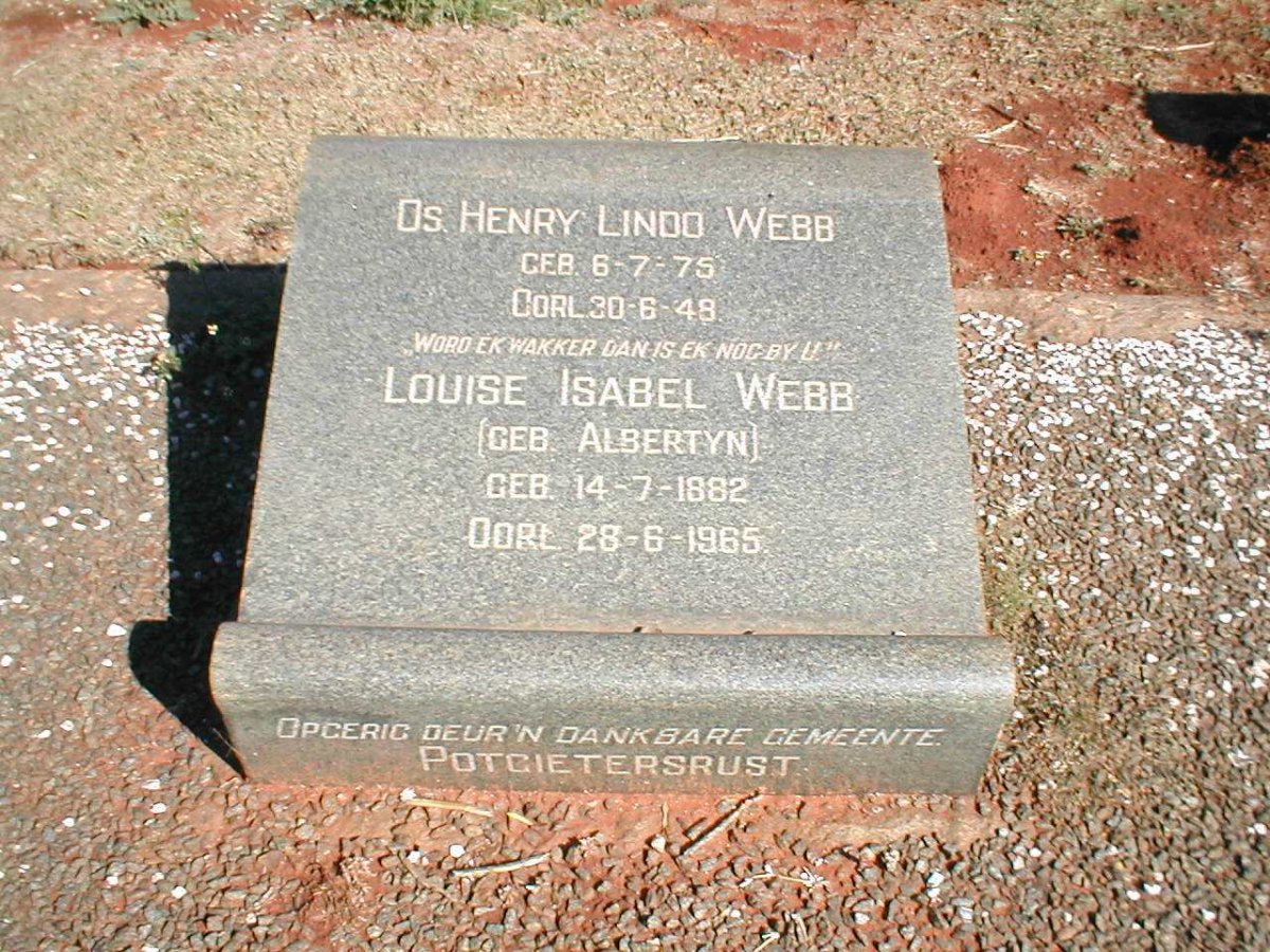 WEBB Henry Lindo 1875-1949 &amp; Louise Isabel ALBERTYN 1882-1965